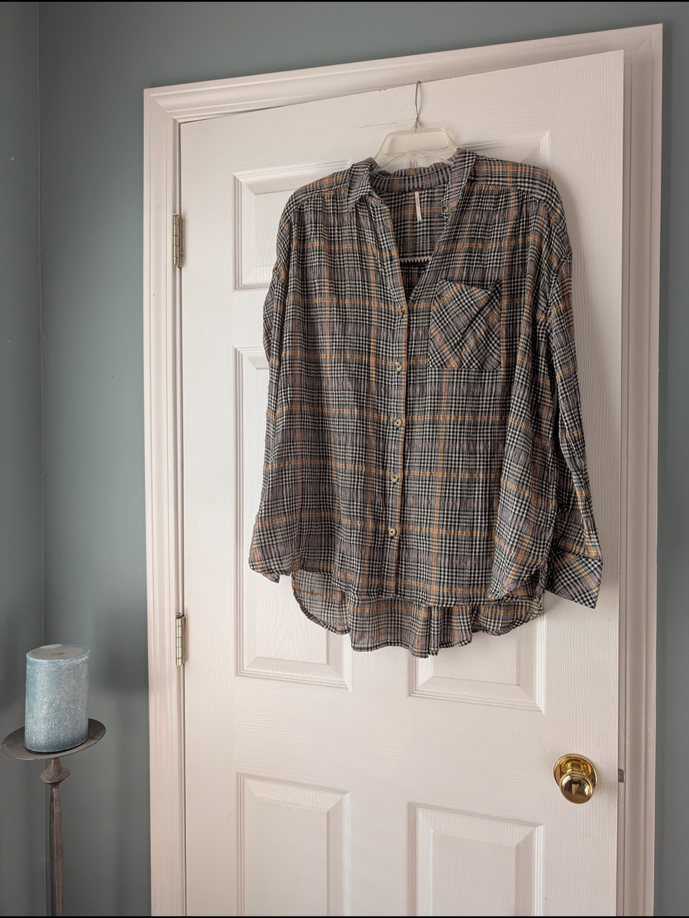 Free People Plaid Button-Up Blouse